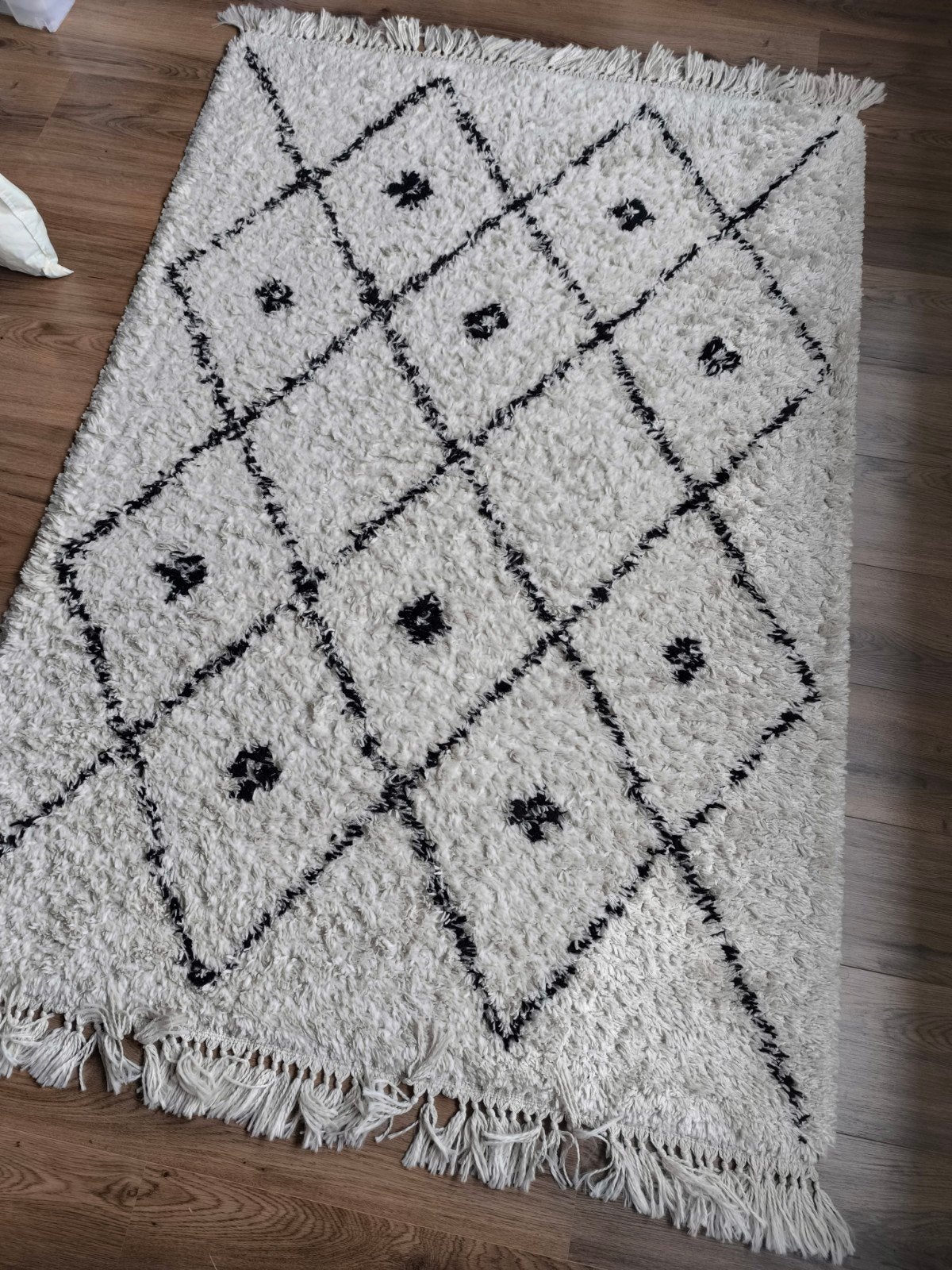 Vloerkleed 120x170 cm - Crème/Zwart, Ophalen, 100 tot 150 cm, Zo goed als nieuw, 150 tot 200 cm