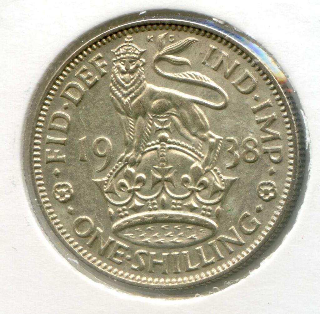 Groot-Brittannië 1 Shilling 1938 PR+ Engels, Ophalen of Verzenden, Overige landen, Zilver