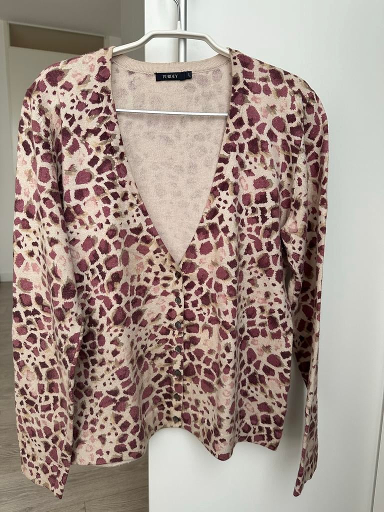 Purdey vest maat L in tijgerprint, Ophalen of Verzenden, Gedragen, Maat 42/44 (L), Overige kleuren