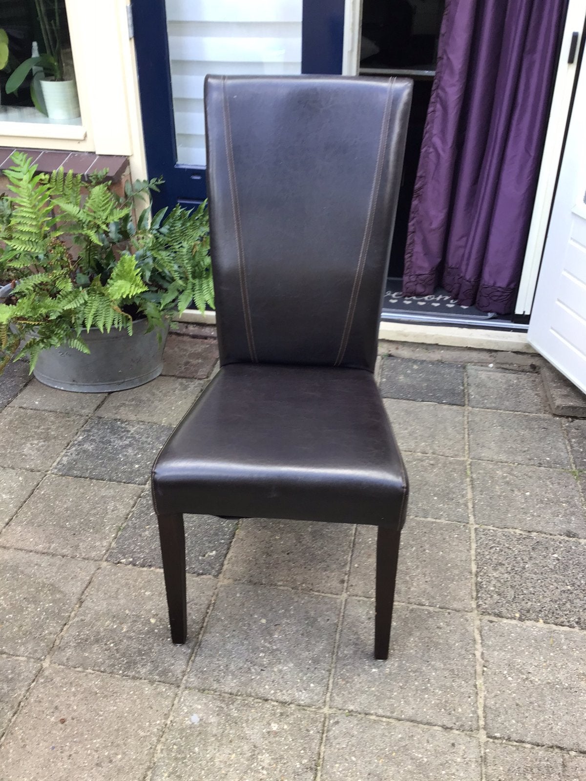 4 eettafel stoelen., Ophalen, Gebruikt, Bruin, Leer