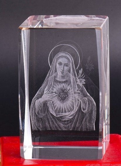 decoratie cube Maria Beeld met LED Verlichting - nieuw, Ophalen of Verzenden, Nieuw, Beeld(je), Christendom | Katholiek