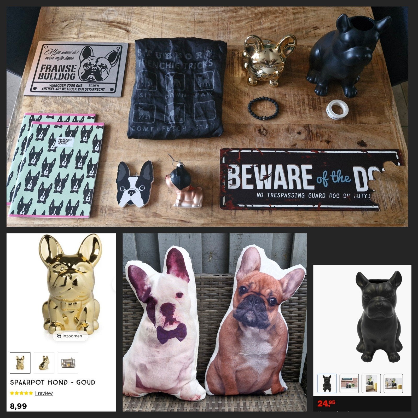 Groot 12-delig pakket Franse bulldog items., Ophalen of Verzenden