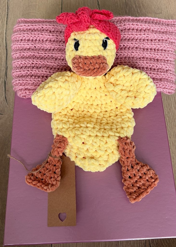 Knuffel eend duck amigurumi zacht materiaal cadeau kado, Kinderen en Baby's, Geel, Handgemaakt, Nieuw, Ophalen of Verzenden