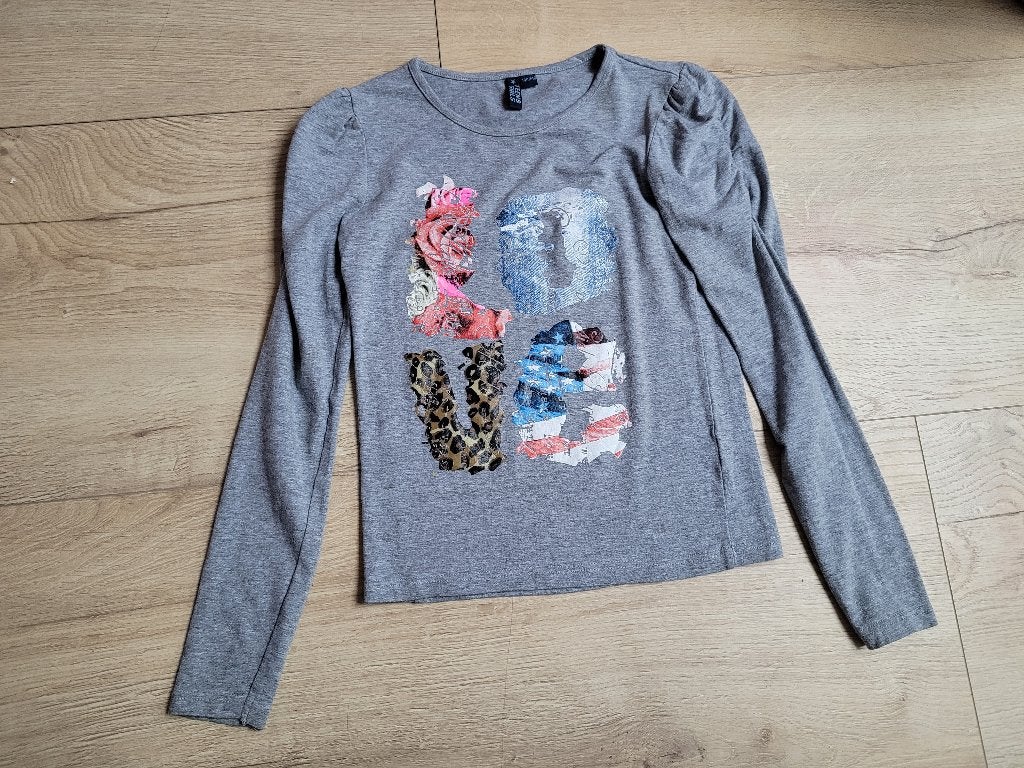 TEENS GIRLS grijs shirtje met opdruk maat 140/146 ~ PB2015, Kinderen en Baby's, Kinderkleding | Maat 140, Meisje, Ophalen of Verzenden