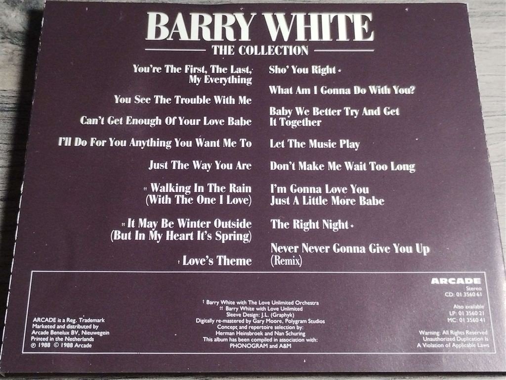 Barry White - The Collection [Arcade Tv-CD], Ophalen of Verzenden, Zo goed als nieuw, Soul