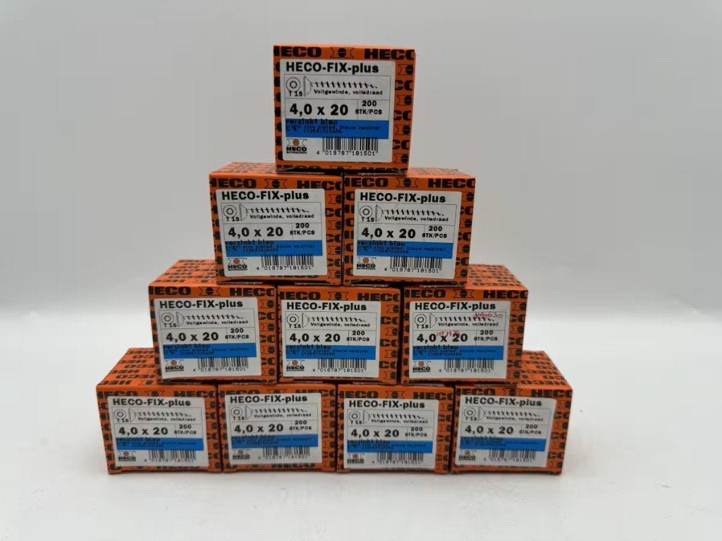 Heco schroeven 4x20 verzinkt 10.000 stuks, Ophalen of Verzenden, Nieuw, Minder dan 50 mm, Schroeven