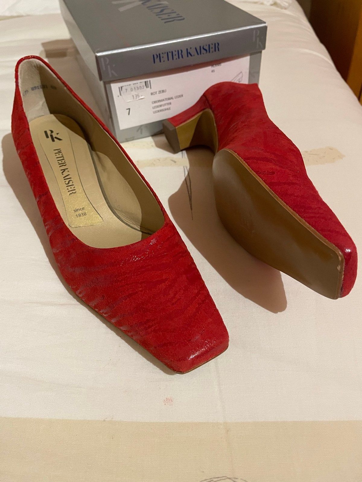 Peter Kaiser rode leren schoenen met hak, maat 7 (nooit gedr, Ophalen of Verzenden, Nieuw, Rood, Schoenen met hoge hakken