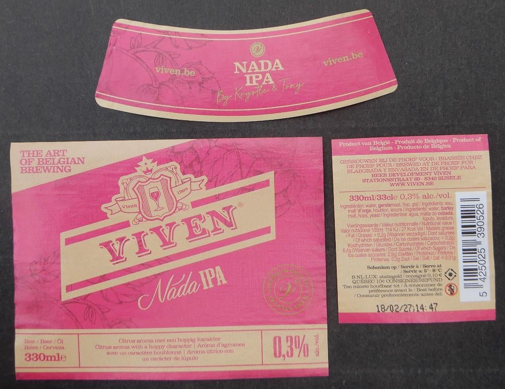 Bieretiket Viven Nada IPA Brouwerij De Proefbrouwerij (12t5), Verzenden, Gebruikt, Overige typen, Overige merken