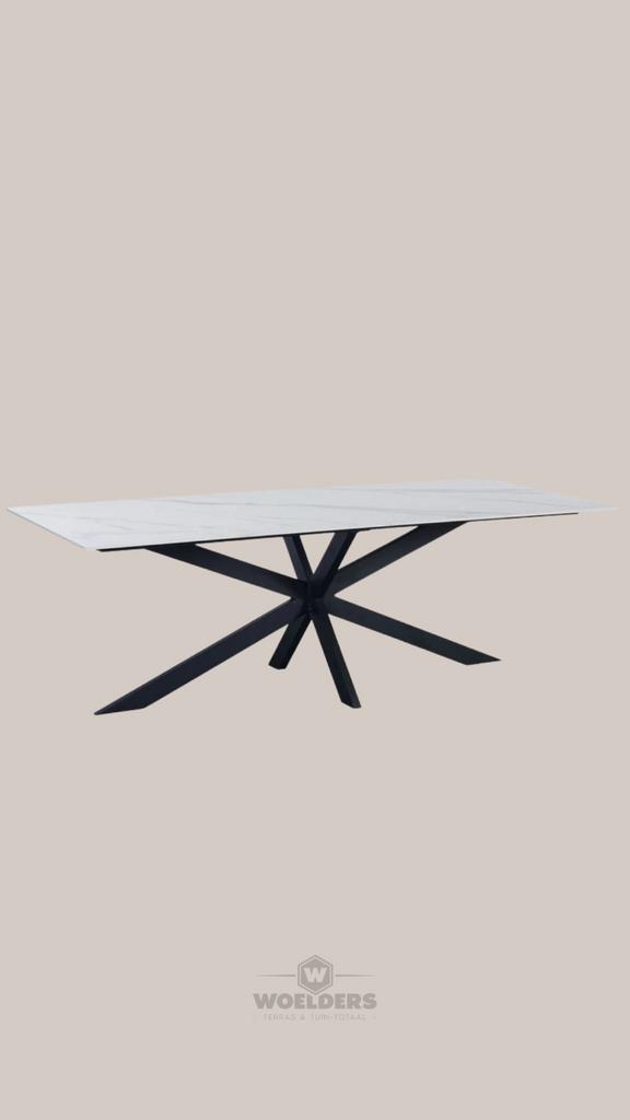 Eettafel marmerlook Wit 230x100x76cm, Huis en Inrichting, Ophalen, 100 tot 150 cm, Vijf personen of meer, Metaal