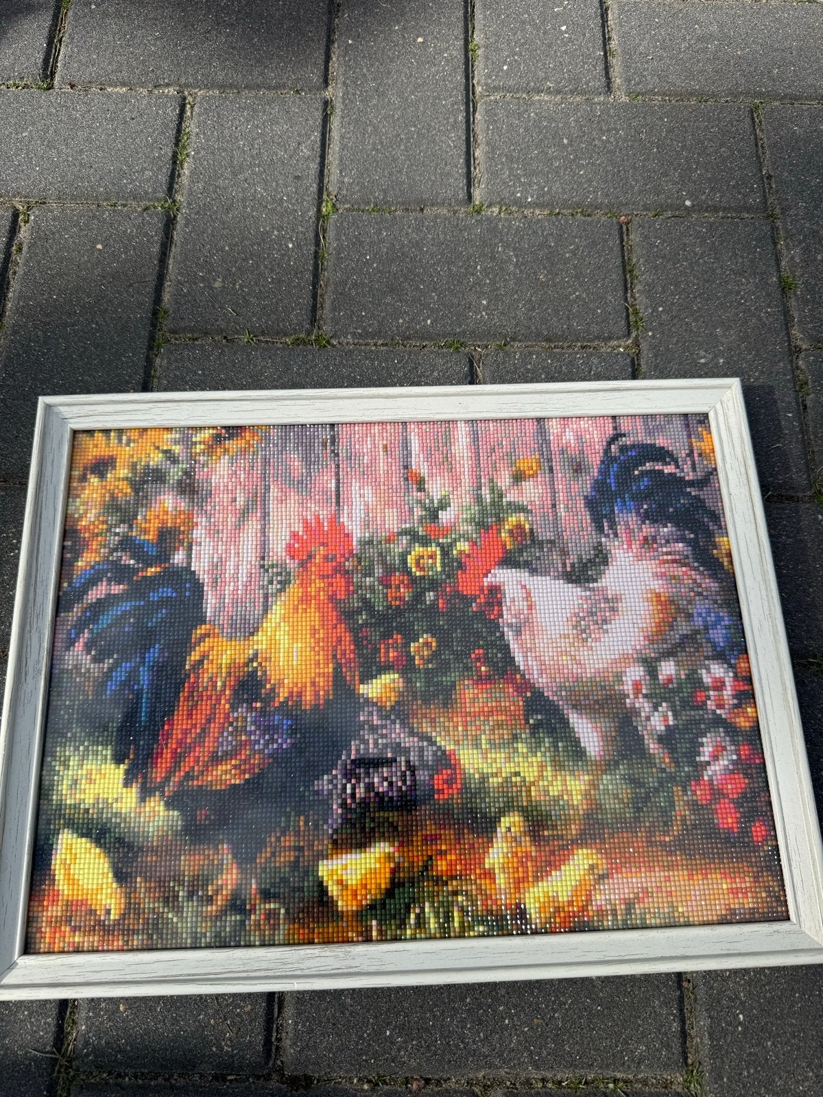 Diamond Painting Kippen met Kuikens - Ingelijst, Minder dan 50 cm, Overige typen, Ophalen of Verzenden, Zo goed als nieuw