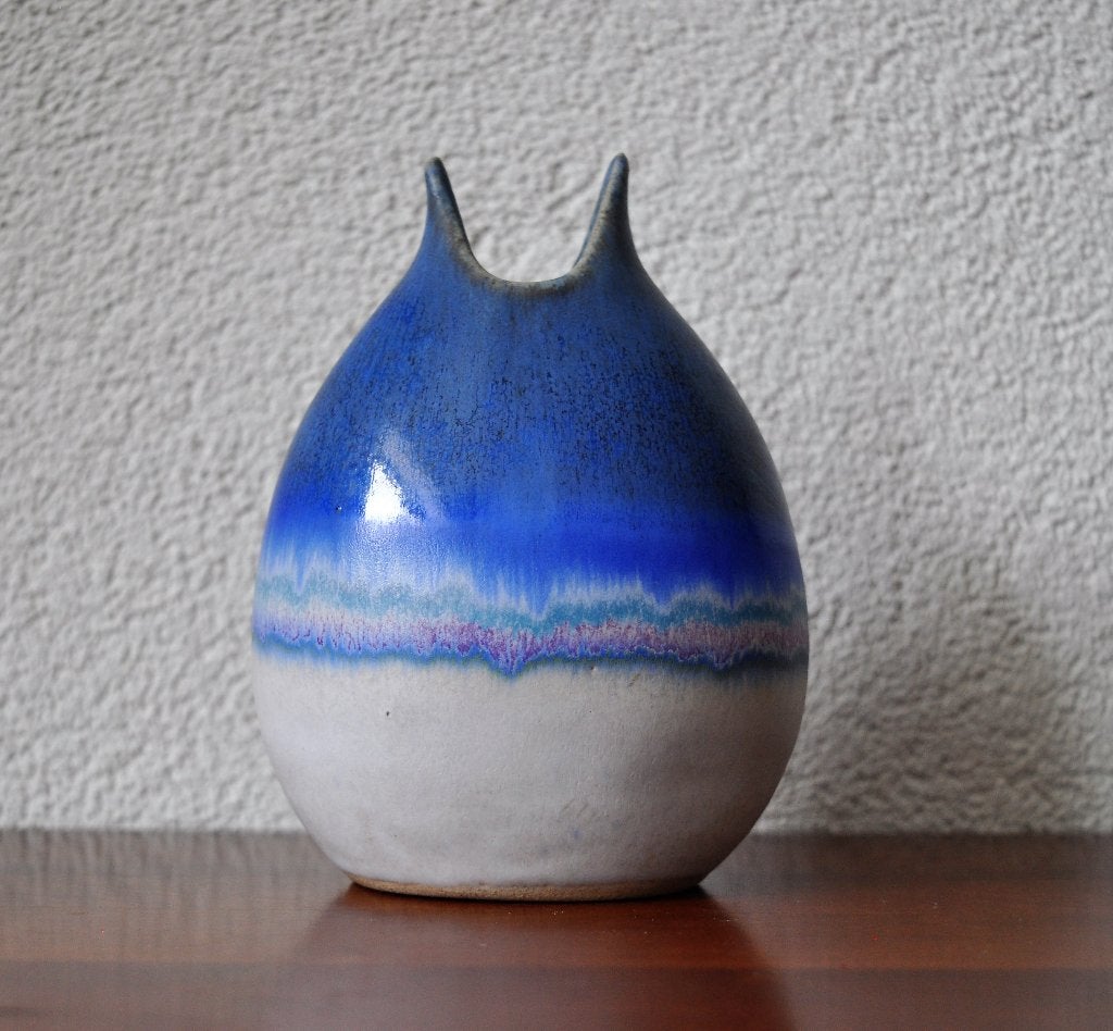 Vintage KLEIN Fish Mouth Vaasje Kamini Keramiek 1970s 13 cm, Antiek en Kunst, Ophalen of Verzenden