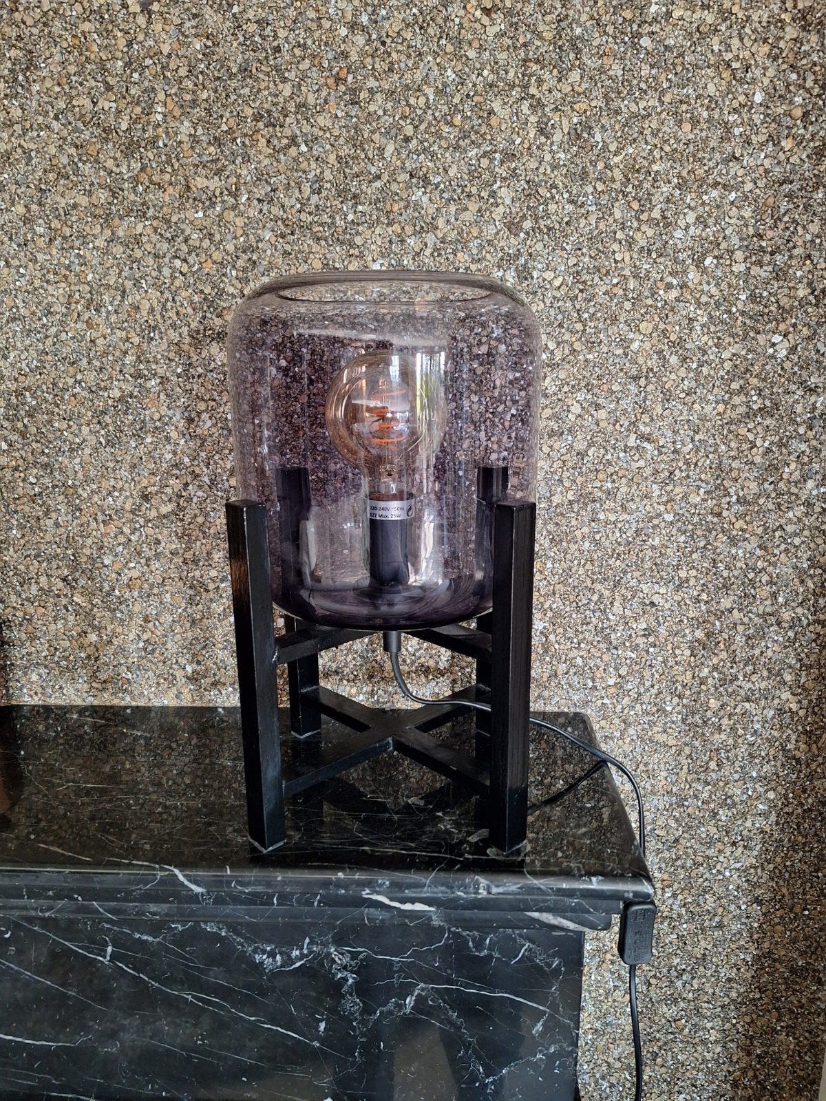 Tafellamp lamp incl warm licht bolletje 35 cm hoog, Zwart, Ophalen, Zo goed als nieuw, GU10
