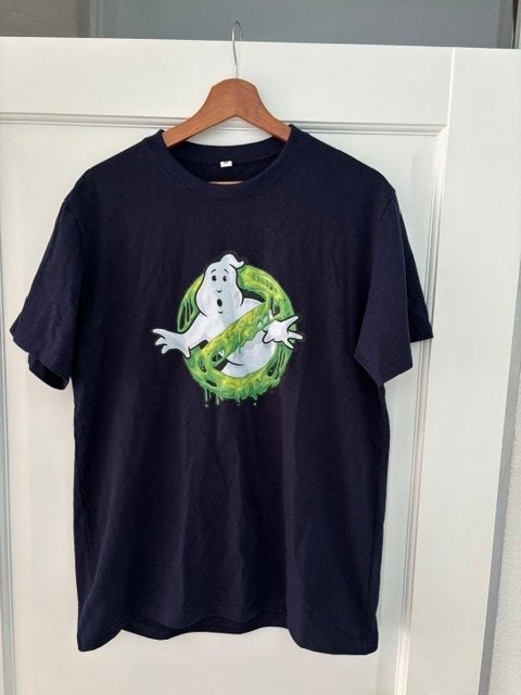 Blauw t-shirt ghostbusters, maat M, Ophalen of Verzenden, Zo goed als nieuw, Maat 48/50 (M), Blauw