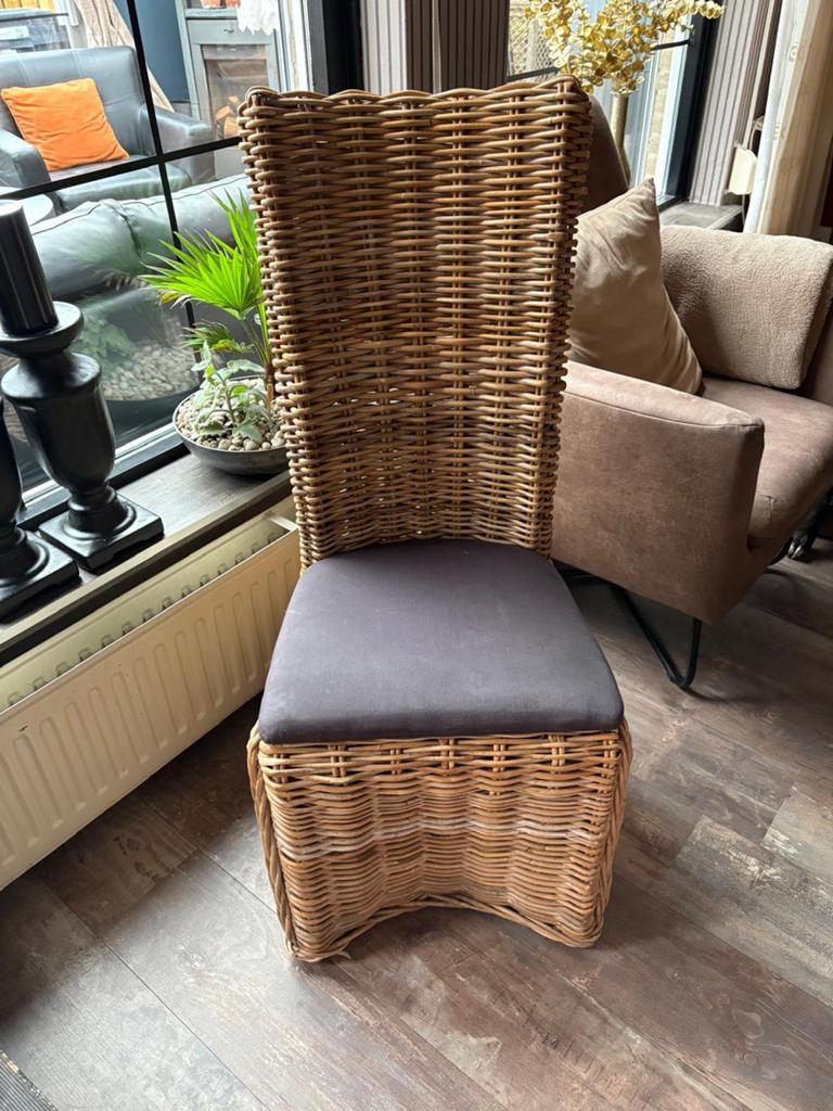 6 rieten eetkamer stoelen, Huis en Inrichting, Stoelen, Ophalen, Gebruikt, Bruin