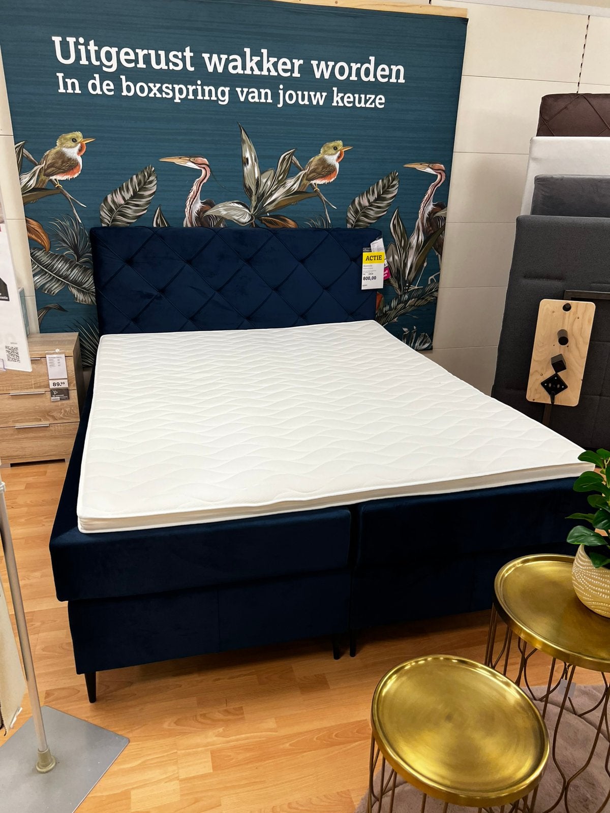 Boxspring Liv, Huis en Inrichting, Slaapkamer | Boxsprings, Ophalen, Blauw, 200 cm, 160 cm