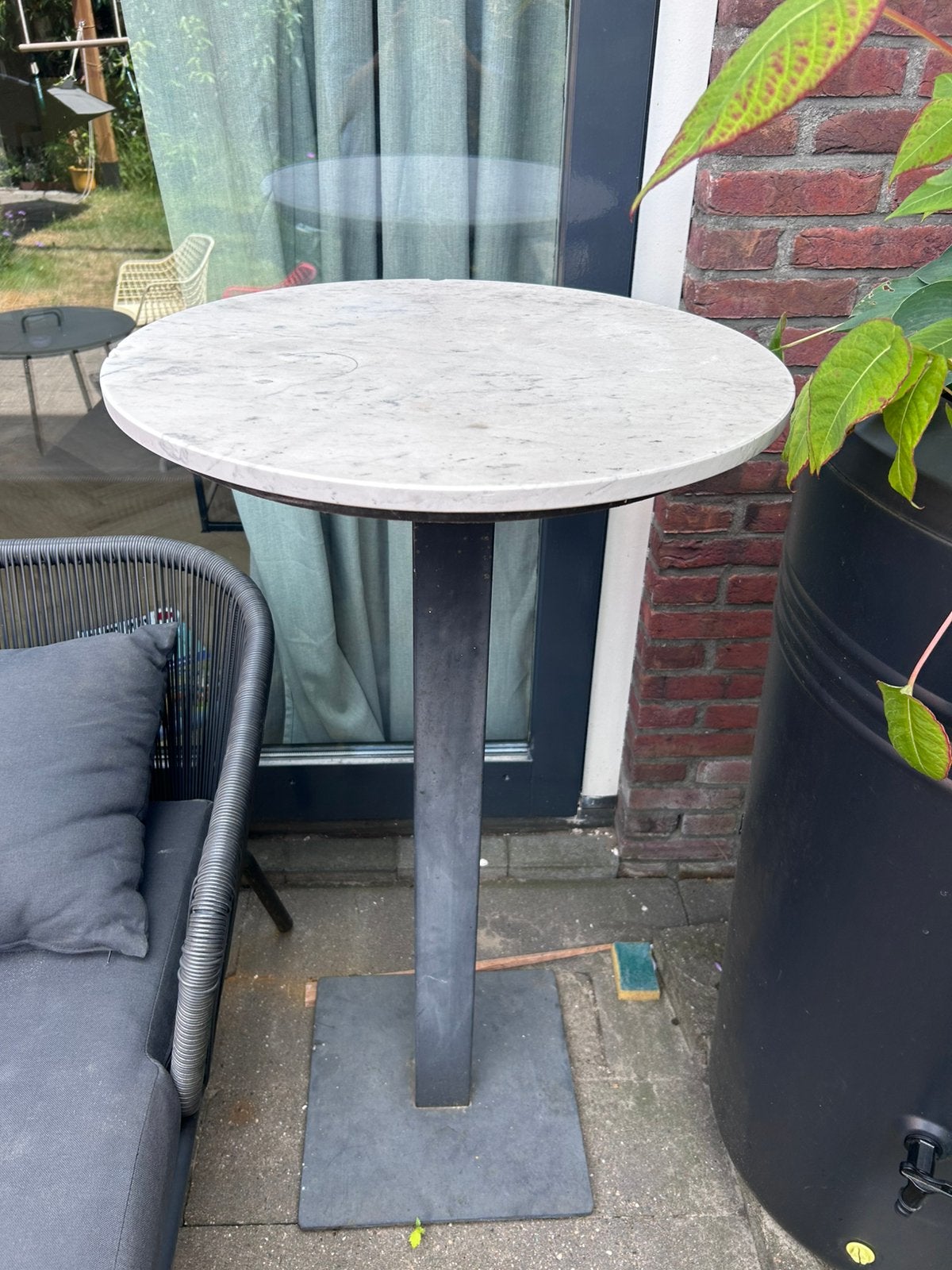 Statafel met marmeren blad, Ophalen, Zo goed als nieuw, Rechthoekig