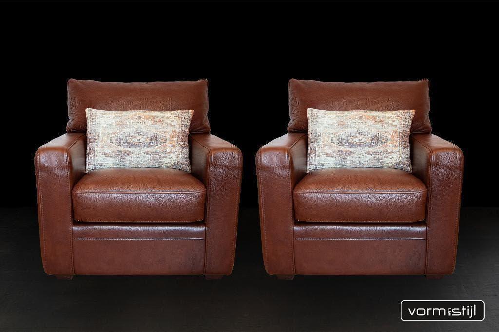 Linteloo/Machalke design fauteuils in dik bull leather, Huis en Inrichting, Ophalen, Zo goed als nieuw, 75 tot 100 cm, Leer