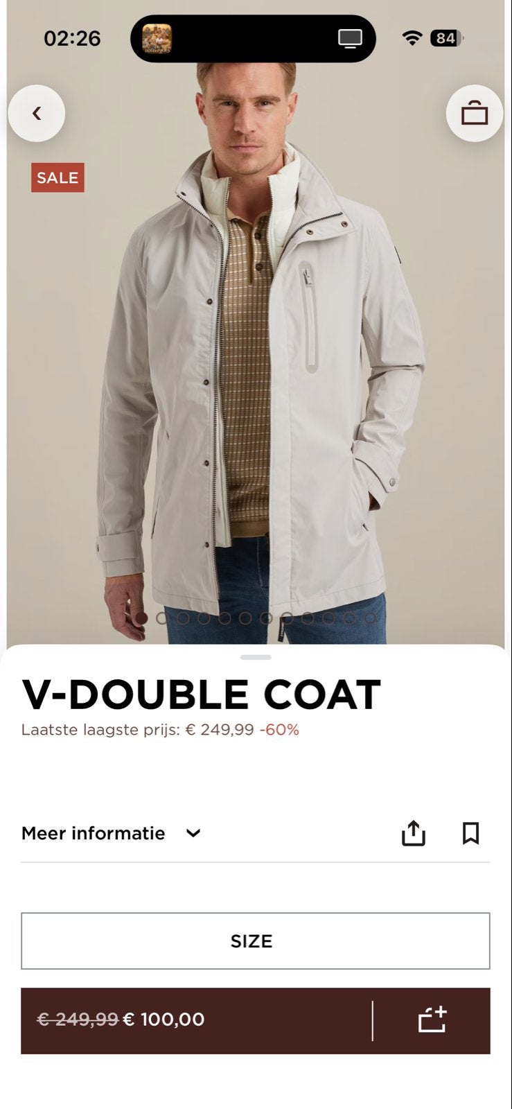 Stijlvolle V-Double Coat voor heren - Lichtgrijs maat xl, Kleding | Heren, Jassen | Zomer, Ophalen of Verzenden, Nieuw, Maat 56/58 (XL)