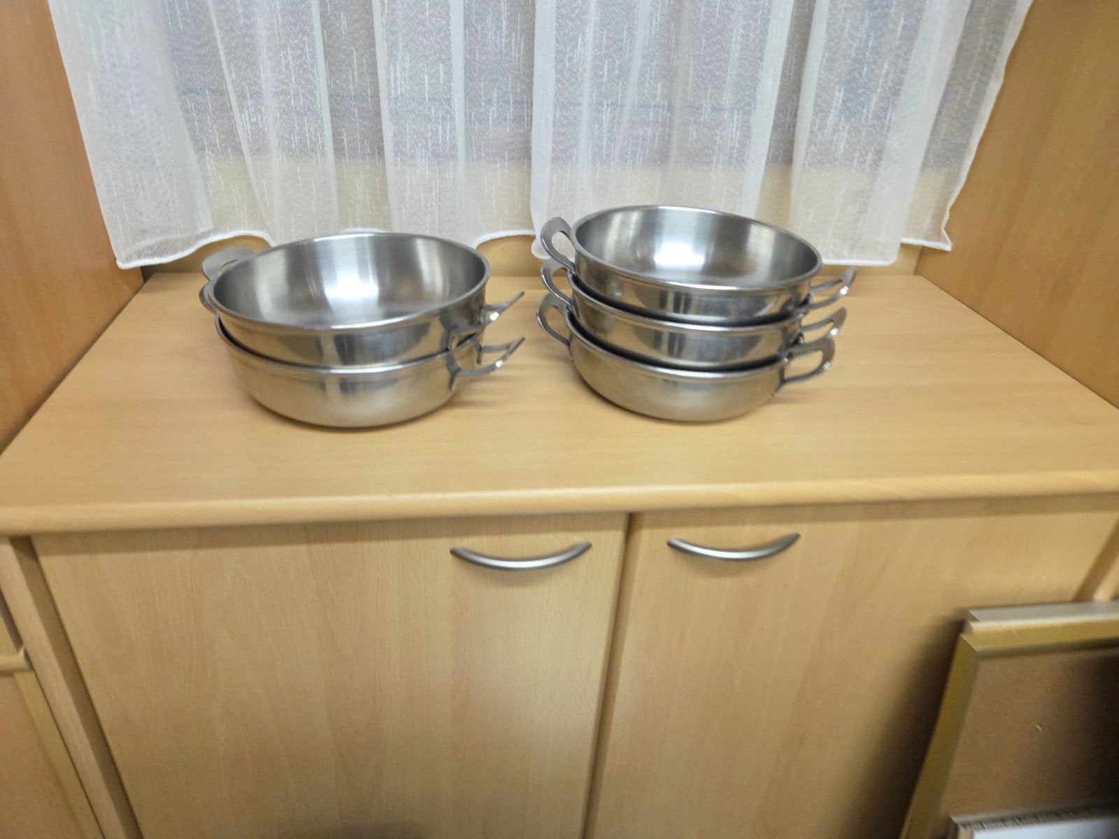 5 Gero Zilmeta rvs dekschalen met oren, Ophalen of Verzenden, Zo goed als nieuw, Rvs