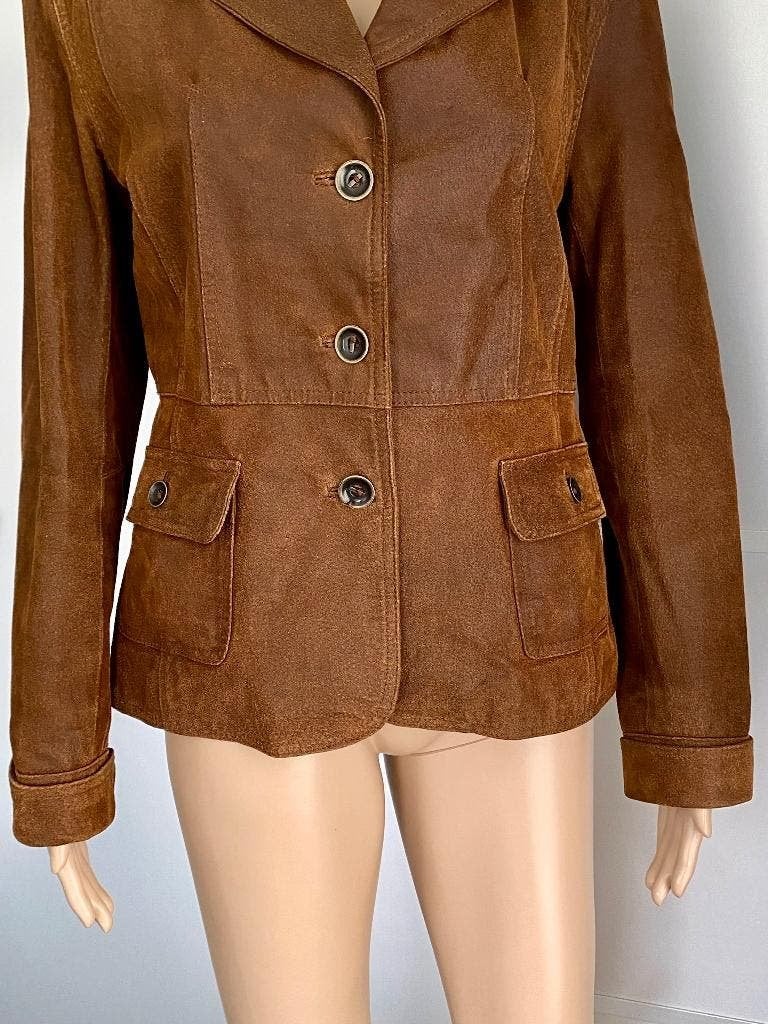 H759 mt. 40=M echt leren jasje jas blazer colbert bruin leer, Bruin, Ophalen of Verzenden, Zo goed als nieuw, Jasje