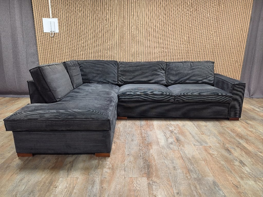 Mooi Antraciet RIBSTOF Hoekbank van WOOOD | 195x280