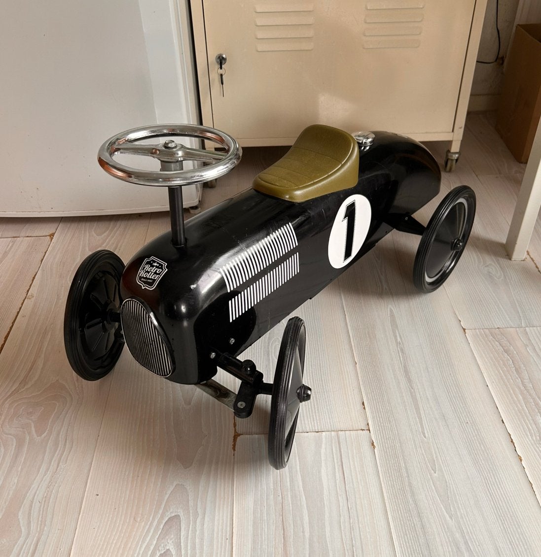 Retro loopwagen Roller zwart metaal | binnen of buiten, Ophalen, Gebruikt