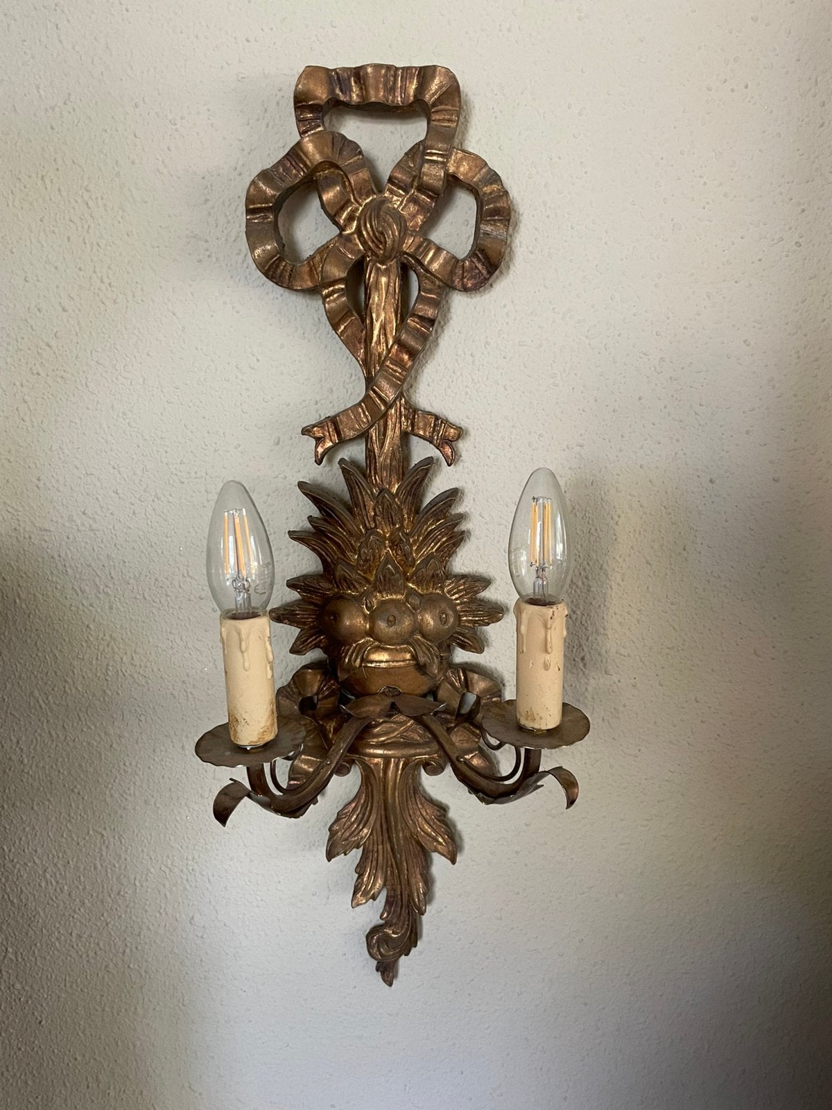 Mooi houten wandlamp 2 x 50 cm hoog, Ophalen, Gebruikt, Hout, Barok