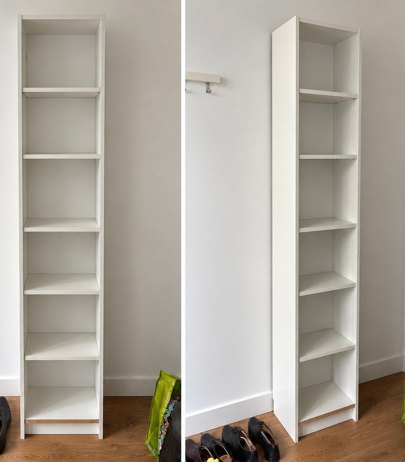 Witte smalle IKEA billy met 6 vakken, Ophalen, Met plank(en), Minder dan 50 cm, Gebruikt