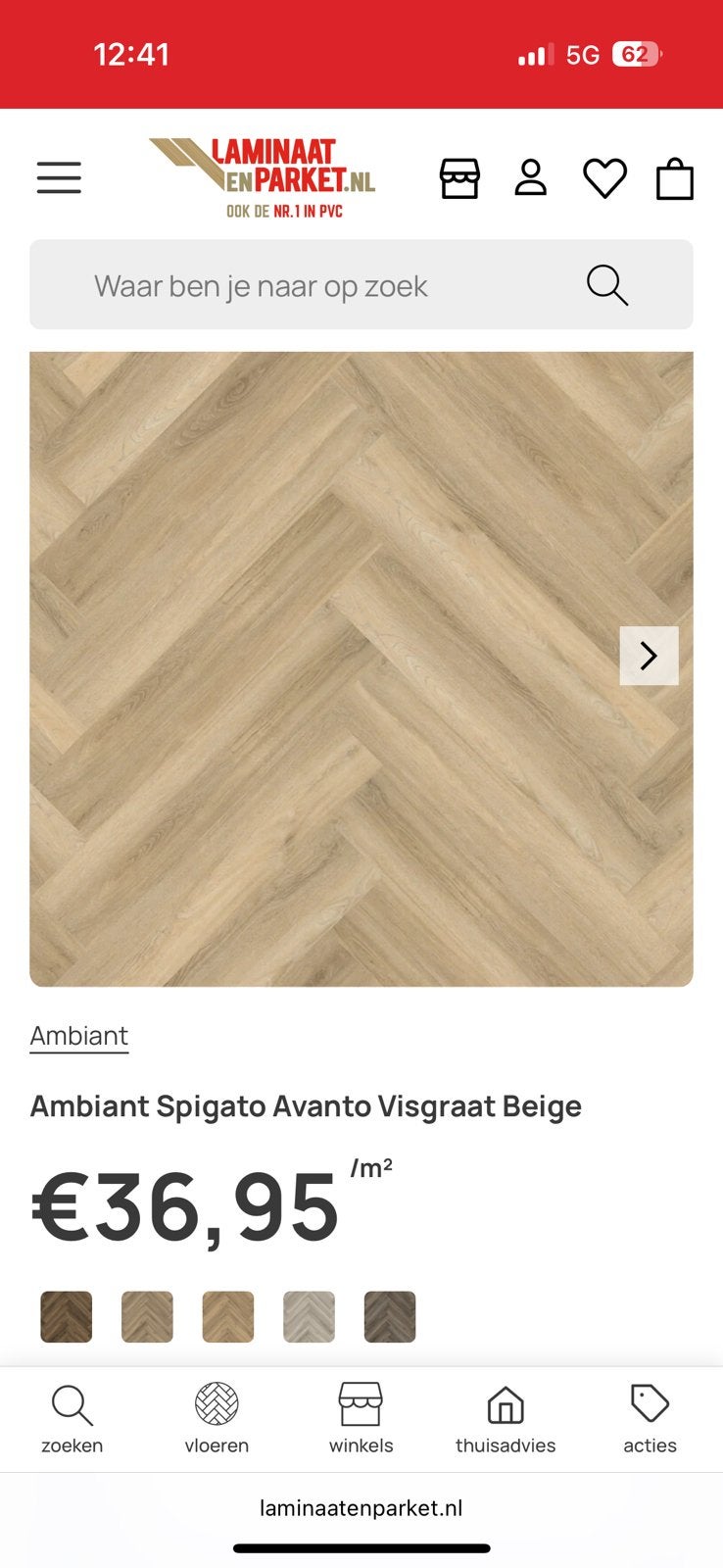 PVC Visgraat, Ambiant Spigato Avanto beige, 11,33m2, Ophalen, Kunststof, 50 tot 150 cm, Nieuw