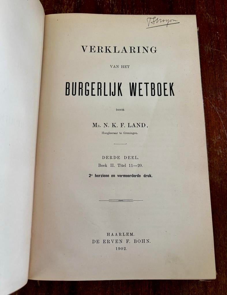 Verklaring van het Burgerlijk Wetboek - Mr. N.K.F. Land, Antiek en Kunst, Antiek | Boeken en Bijbels, Ophalen of Verzenden