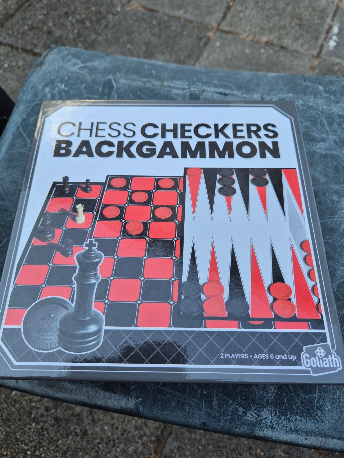Goliath Chess Checkers Backgammon 3-in-1 Spel, Een of twee spelers, Ophalen of Verzenden, Zo goed als nieuw, Goliath
