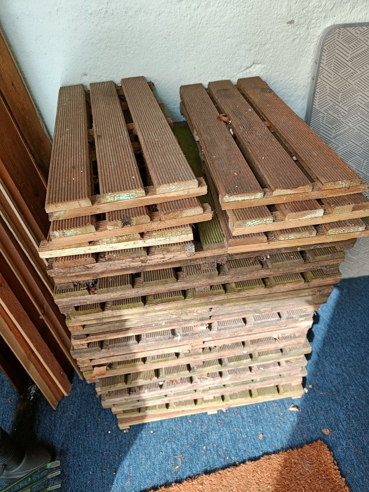 Terrastegels van hout, Tuin en Terras, Terrasdelen en Vlonders, Ophalen, Gebruikt, Hout