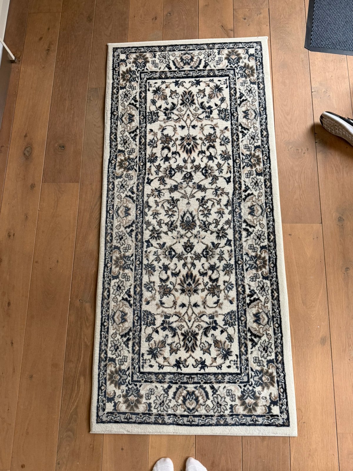 Ikea vloerkleed VALLÖBY 80 x 180 blauw/beige, Ophalen, Gebruikt, Beige, 50 tot 100 cm