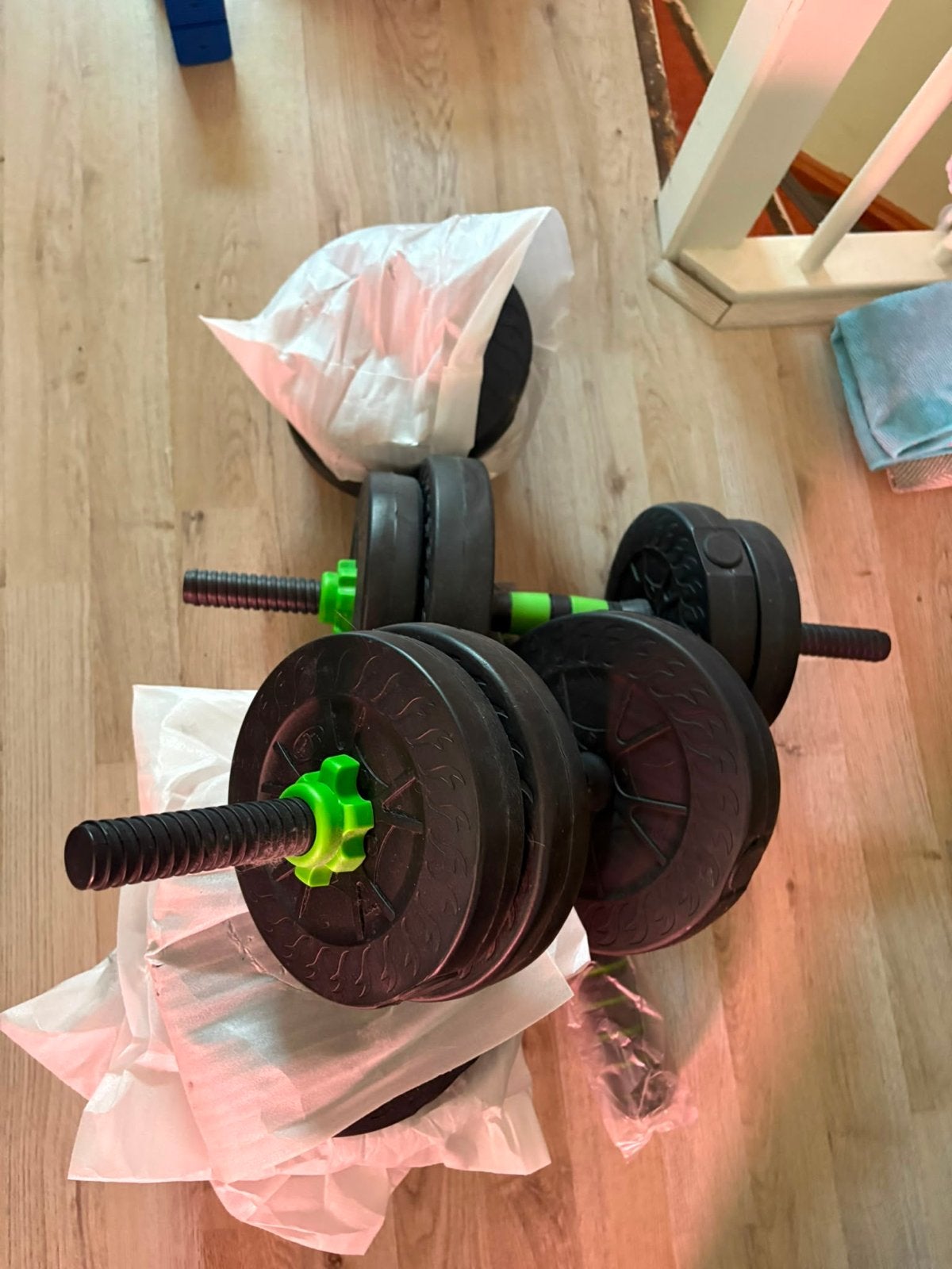 Dumbbell set en optrekstang met weerstandsbanden, Sport en Fitness, Fitnessmaterialen, Ophalen, Zo goed als nieuw, Armen, Dumbbell
