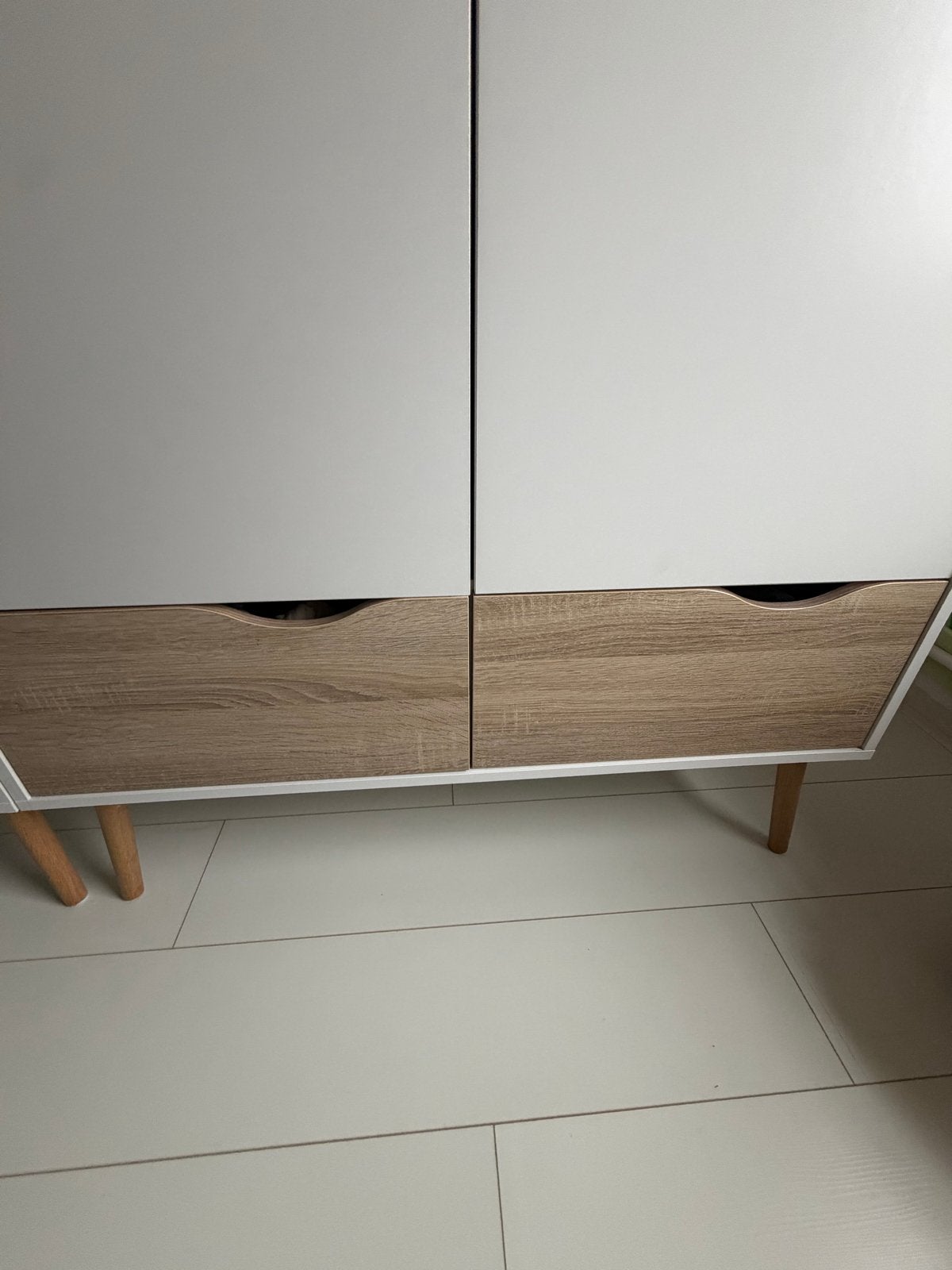 Kledingkast wit/hout met hangruimte en lades, Huis en Inrichting, Gebruikt, 200 cm of meer, Met lade(s), 50 tot 75 cm