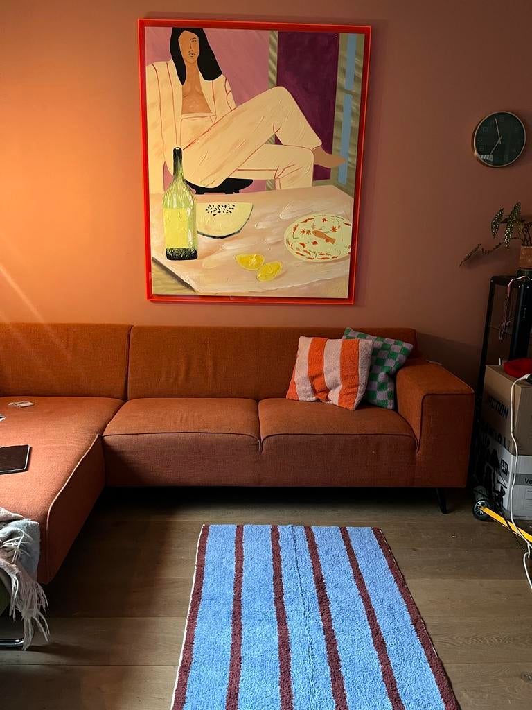 Jotex Katoenen Gestreept Vloerkleed -nieuw in z’n verpakking, Huis en Inrichting, Stoffering | Tapijten en Kleden, Blauw, 200 cm of meer