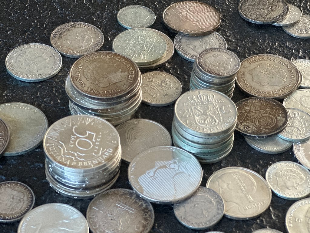 Diverse zilveren munten, zie omschrijving, Ophalen, Koningin Juliana, Setje, Zilver