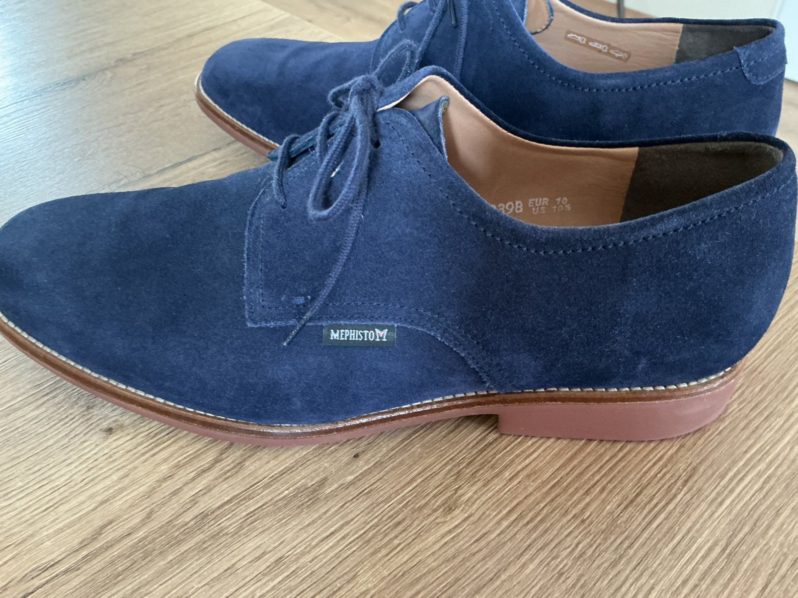 Te koop Mephisto suede blauwe schoenen, Kleding | Heren, Schoenen, Ophalen, Blauw, Zo goed als nieuw, Veterschoenen
