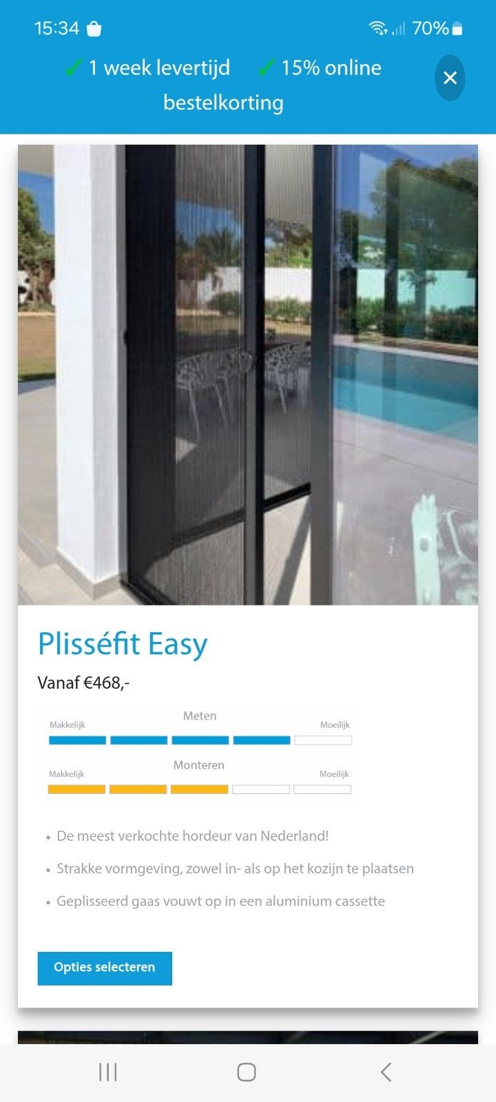 Unilux Plisséfit Easy Hordeur, Ophalen, Kunststof, Hordeur, Nieuw
