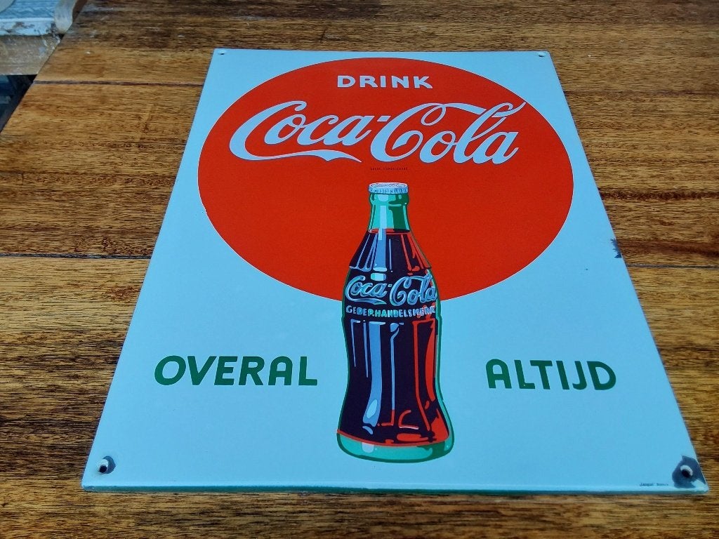 Emaille Reclamebord Bord Coca Cola pracht staat, Antiek en Kunst, Ophalen of Verzenden