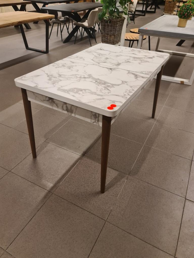 Nieuwe eettafel uitschuifbaar 130cm-170cm marmer look €120, Ophalen, Hout, ., Overige stijlen