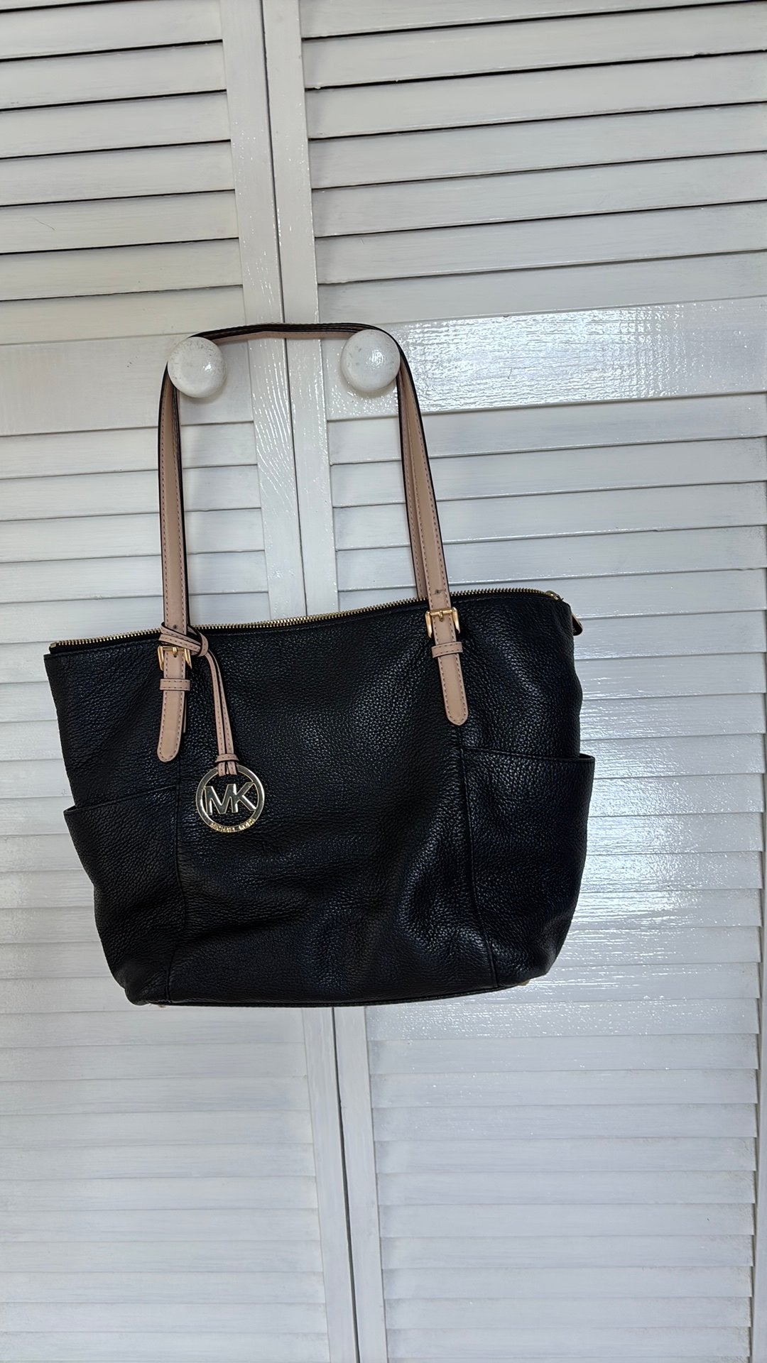 Michael kors tas zwart leer, Ophalen of Verzenden, Zo goed als nieuw, Zwart, Handtas