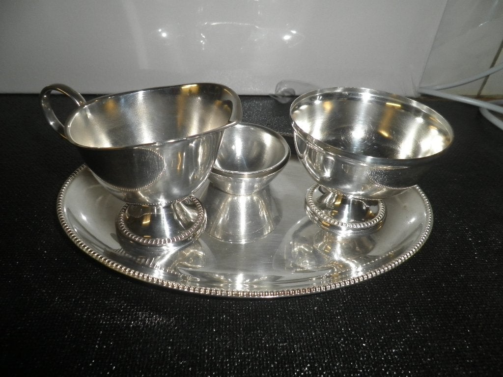 Mooi verzilverd roomstel, Antiek en Kunst, Ophalen of Verzenden, Zilver