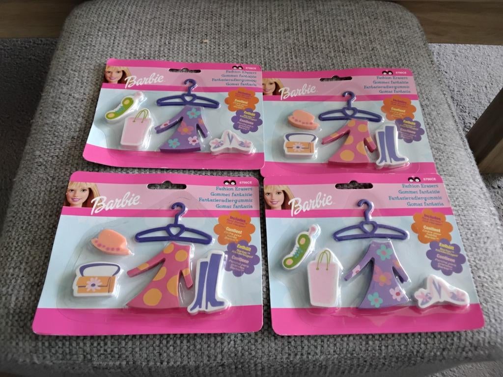 4 kaarten met barbie gum, Ophalen of Verzenden, Potlood of Stift