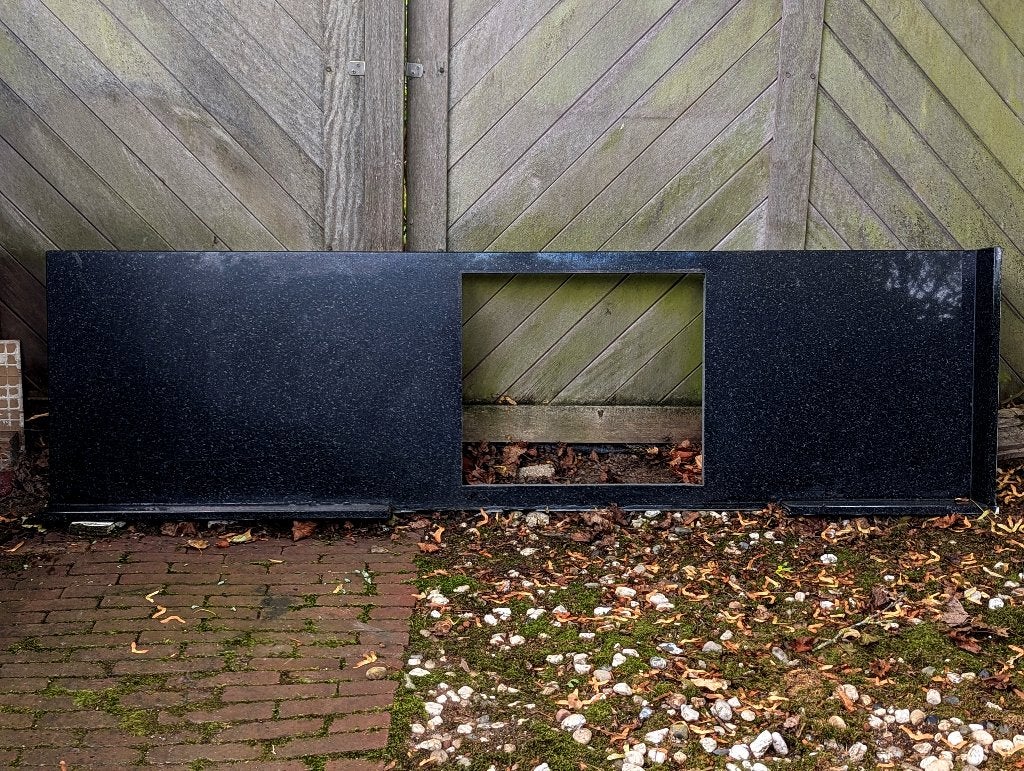 Granieten keukenblad 214x60x3cm, Angola Black (zwart), glans, Ophalen, Gebruikt, 200 cm of meer, Zwart