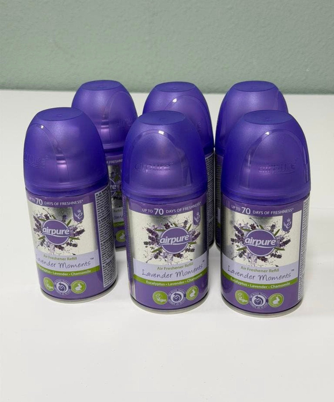 6x PARTIJ Airpure Air-O-Matic Navulling Lavender 250ml Nieuw, Luchtbehandeling-accessoire, Nieuw, Ophalen of Verzenden, H