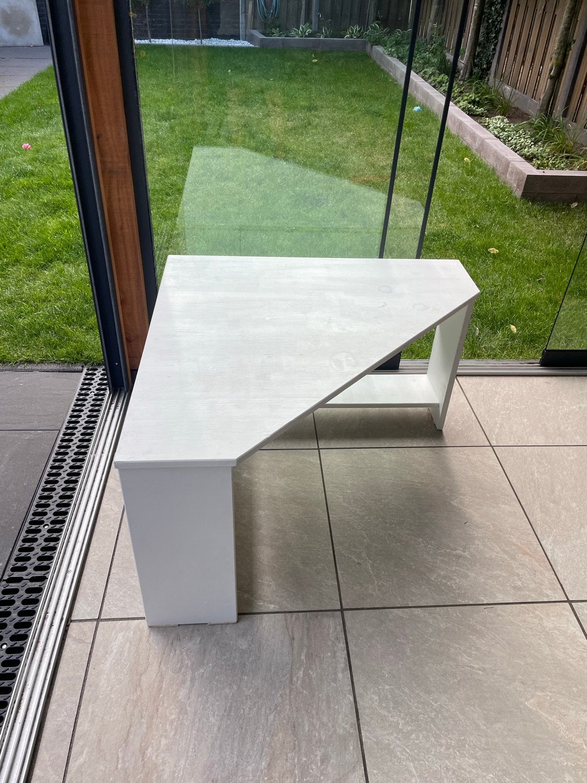 Witte hoektafel - 55 cm hoog, 95x95 cm, Gebruikt, 75 cm of meer, Overige vormen, Ophalen