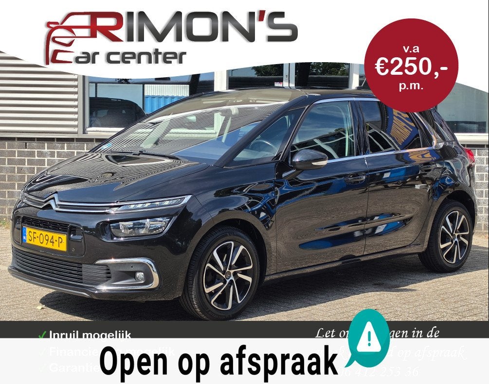 Citroen C4 Picasso 1.2 PureTech Shine Aut Camera New Dis Rie, Gebruikt, 1199 cc, 1470 kg, Leder en Stof