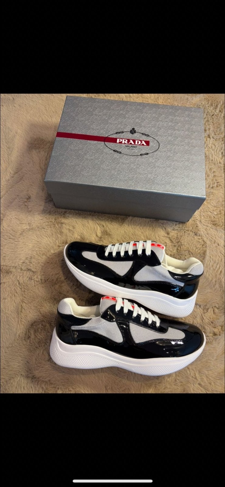 Prada Sneakers Zwart/Wit - Maten 40-45, Ophalen of Verzenden, Nieuw, Zwart, Sneakers of Gympen