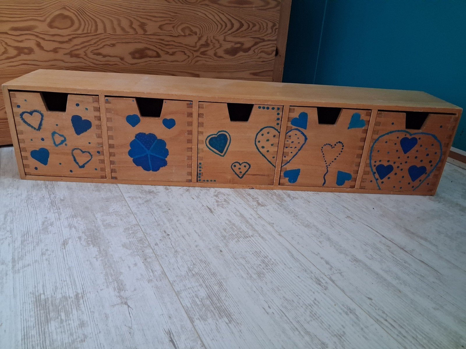 IKEA houten ladekastje met 5 laden, handgeschilderd, Huis en Inrichting, Kasten | Ladekasten, Ophalen, Gebruikt, Speels, decoratief, handgeschilderd